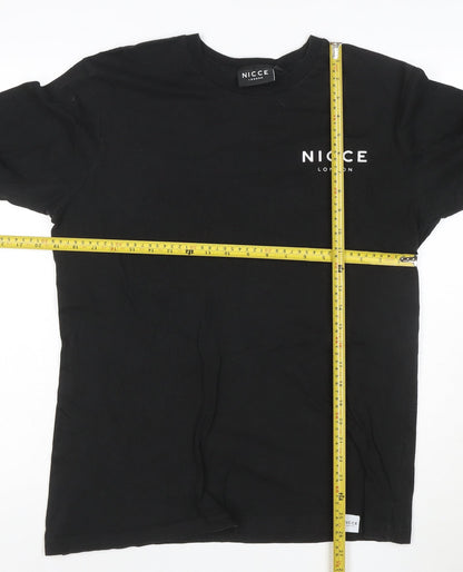 Nicce London Men's Black Long Sleeve Cotton Crew Neck T-Shirt Size M