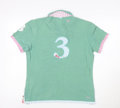 Joules Women's Green Polo Shirt Size 16 Classic Fit Cotton