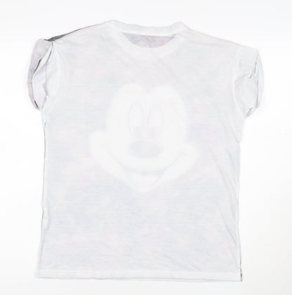 Disney Women's Multicoloured Floral Mickey Mouse T-Shirt Size 10