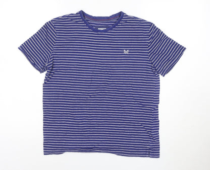 Crew Clothing Co. Men’s Blue Striped Cotton T-Shirt XS Regular Fit