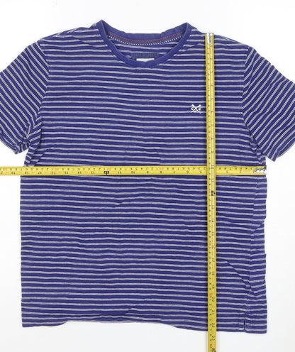 Crew Clothing Co. Men’s Blue Striped Cotton T-Shirt XS Regular Fit