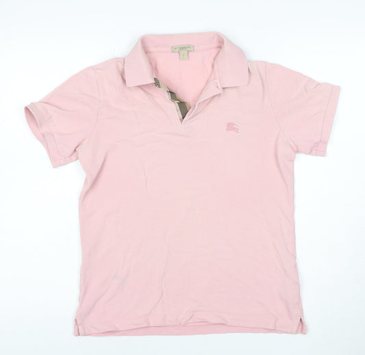 Burberry Men's Pink Slim Fit Cotton Polo Shirt Size S