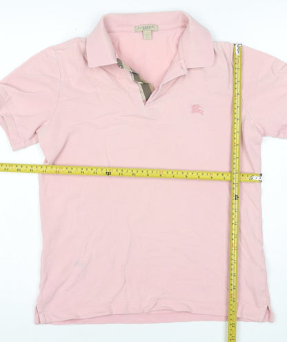 Burberry Men's Pink Slim Fit Cotton Polo Shirt Size S