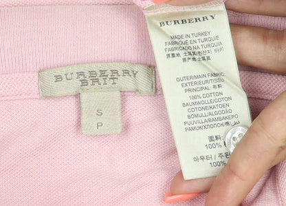 Burberry Men's Pink Slim Fit Cotton Polo Shirt Size S