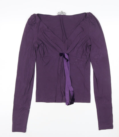 MaxMara Women’s Purple Wrap Long Sleeve Jersey Blouse Size L