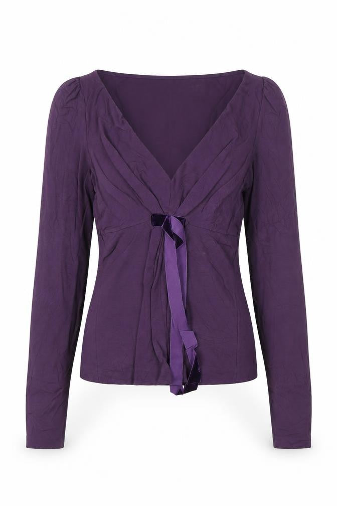 MaxMara Women’s Purple Wrap Long Sleeve Jersey Blouse Size L