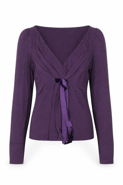 MaxMara Women’s Purple Wrap Long Sleeve Jersey Blouse Size L