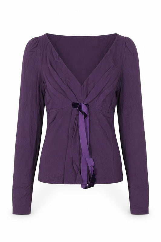 MaxMara Women’s Purple Wrap Long Sleeve Jersey Blouse Size L