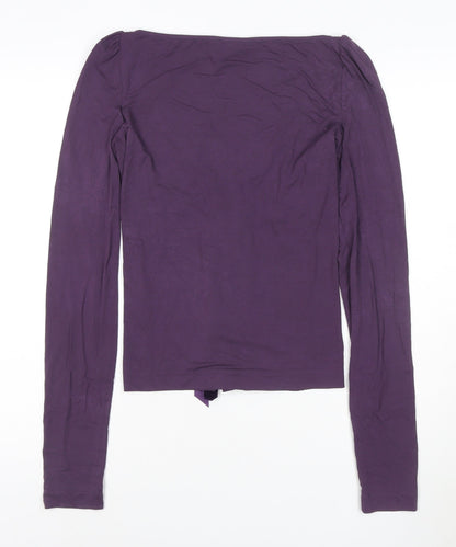 MaxMara Women’s Purple Wrap Long Sleeve Jersey Blouse Size L