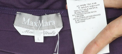 MaxMara Women’s Purple Wrap Long Sleeve Jersey Blouse Size L