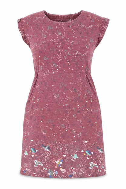 Mantaray Women Red Bird Print Cotton Shift Dress Size 8