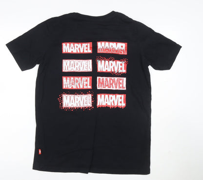 Marks and Spencer Marvel Black Teen Boys Logo T-Shirt L Short Sleeve
