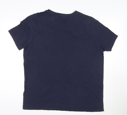 Polo Ralph Lauren Men's Navy Blue Cotton V-Neck T-Shirt L