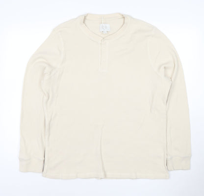 Marks and Spencer Women Beige XL Henley Waffle Knit Cotton Jumper