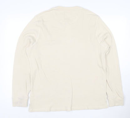 Marks and Spencer Women Beige XL Henley Waffle Knit Cotton Jumper