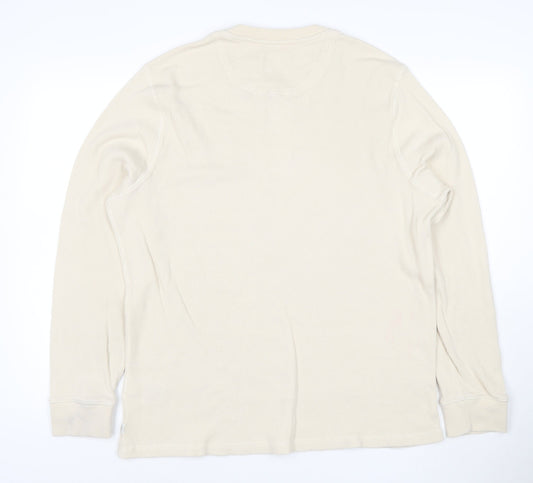 Marks and Spencer Women Beige XL Henley Waffle Knit Cotton Jumper