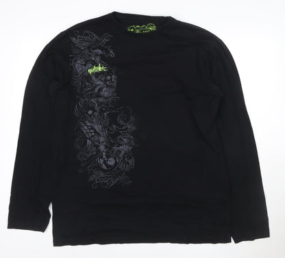 Quiksilver Men's Black XXL Long Sleeve Graphic Cotton T-Shirt