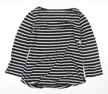 Arabella & Addison Women’s Black Stripe Cotton Boat Neck Top S