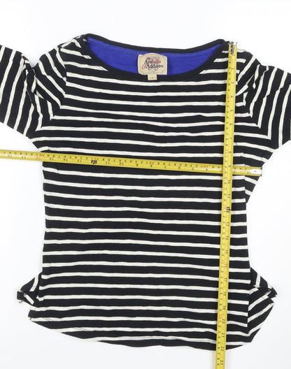 Arabella & Addison Women’s Black Stripe Cotton Boat Neck Top S