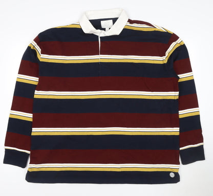 Marks and Spencer Men’s Multicoloured 2XL Striped Long Sleeve Polo