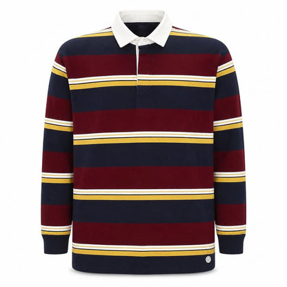 Marks and Spencer Men’s Multicoloured 2XL Striped Long Sleeve Polo