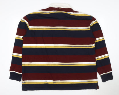 Marks and Spencer Men’s Multicoloured 2XL Striped Long Sleeve Polo