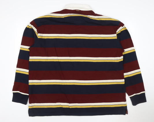 Marks and Spencer Men’s Multicoloured 2XL Striped Long Sleeve Polo