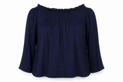 Boohoo Women's Blue Off Shoulder Long Sleeve Tunic Blouse Size 16