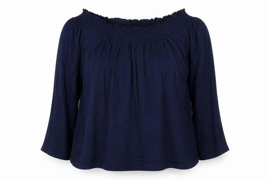Boohoo Women's Blue Off Shoulder Long Sleeve Tunic Blouse Size 16