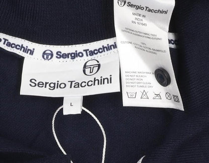 Sergio Tacchini Men's Blue Regular Fit Short Sleeve Polo L