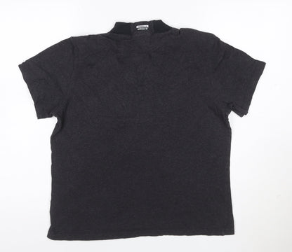 Adidas Women Black Short Sleeve Mock Neck Cotton T-Shirt Size 10