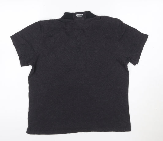 Adidas Women Black Short Sleeve Mock Neck Cotton T-Shirt Size 10