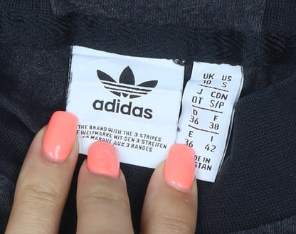 Adidas Women Black Short Sleeve Mock Neck Cotton T-Shirt Size 10