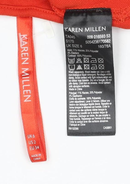 Karen Millen Women's Red Cold Shoulder Long Sleeve Zip Top Size 6