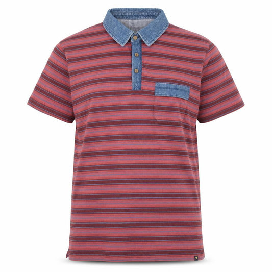 Front view of Joe Browns Men's Red Striped Short Sleeve Cotton Polo Shirt 2XL