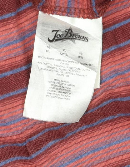 Joe Browns Men's Red Striped Short Sleeve Cotton Polo Shirt 2XL