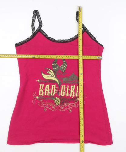 Disney Women Pink Maleficent Lace Camisole Tank Top M