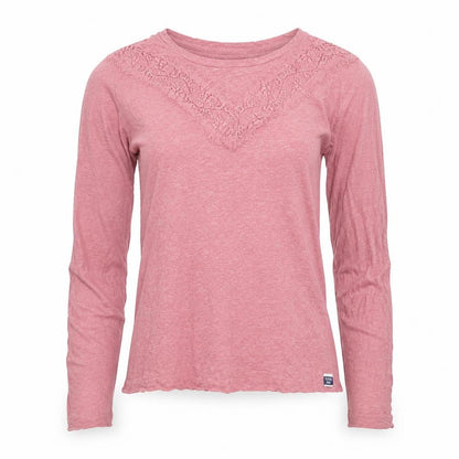 Superdry Womens Pink Long Sleeve Lace Jersey Top Size 10