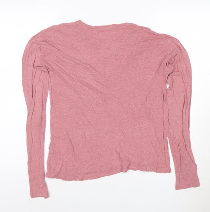 Superdry Womens Pink Long Sleeve Lace Jersey Top Size 10