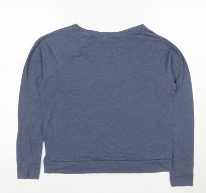 Victoria's Secret Womens Blue XS Long Sleeve Jersey T-Shirt with Lip Print