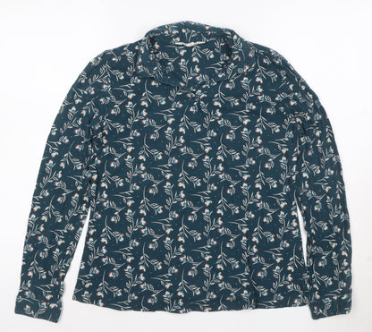 Seasalt Cornwall Women's Blue Floral Collared Cotton Tunic Blouse UK 12