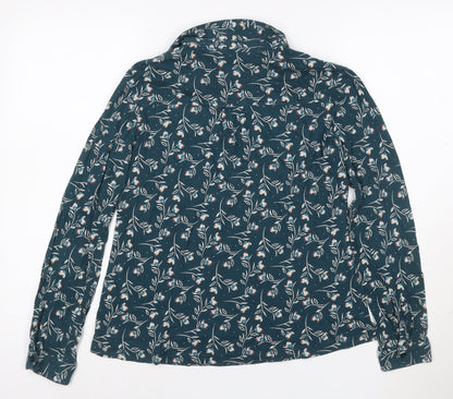 Seasalt Cornwall Women's Blue Floral Collared Cotton Tunic Blouse UK 12