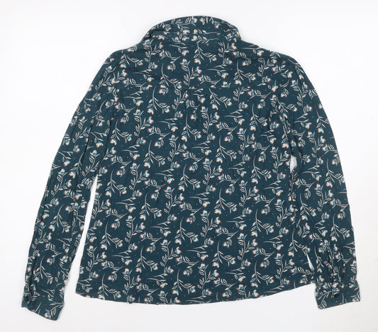 Seasalt Cornwall Women's Blue Floral Collared Cotton Tunic Blouse UK 12