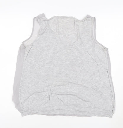 Deletta Womens Grey Size 16 Sleeveless Scoop Neck Button Tank Top