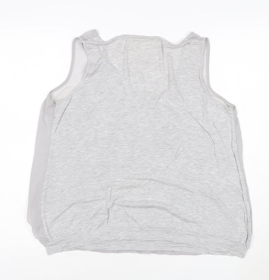 Deletta Womens Grey Size 16 Sleeveless Scoop Neck Button Tank Top