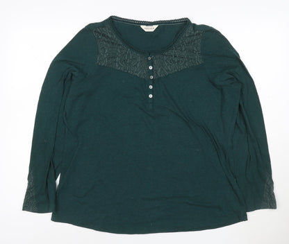Marks and Spencer Women’s Green Long Sleeve Henley Lace Top Size 18