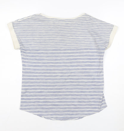 Oasis Women’s Blue Striped Boat Neck Short Sleeve T-Shirt Size S