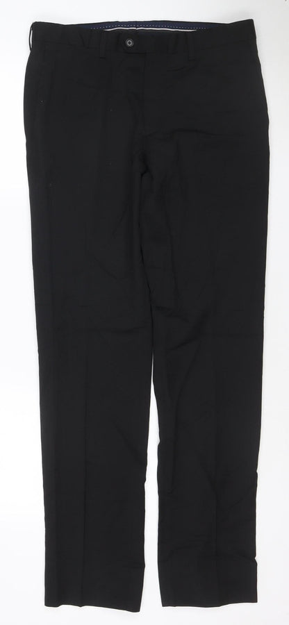 Next Men's Black Wool Formal Dress Trousers 32W 33L Regular Fit
