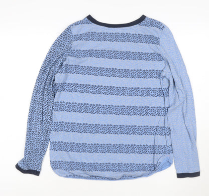 White Stuff Women's Blue Long Sleeve Cotton Striped T-Shirt UK 12