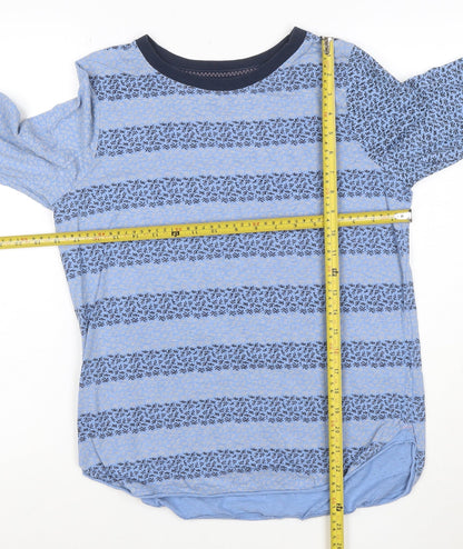 White Stuff Women's Blue Long Sleeve Cotton Striped T-Shirt UK 12
